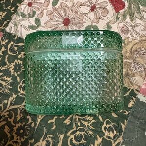 Green Textured Glass Container